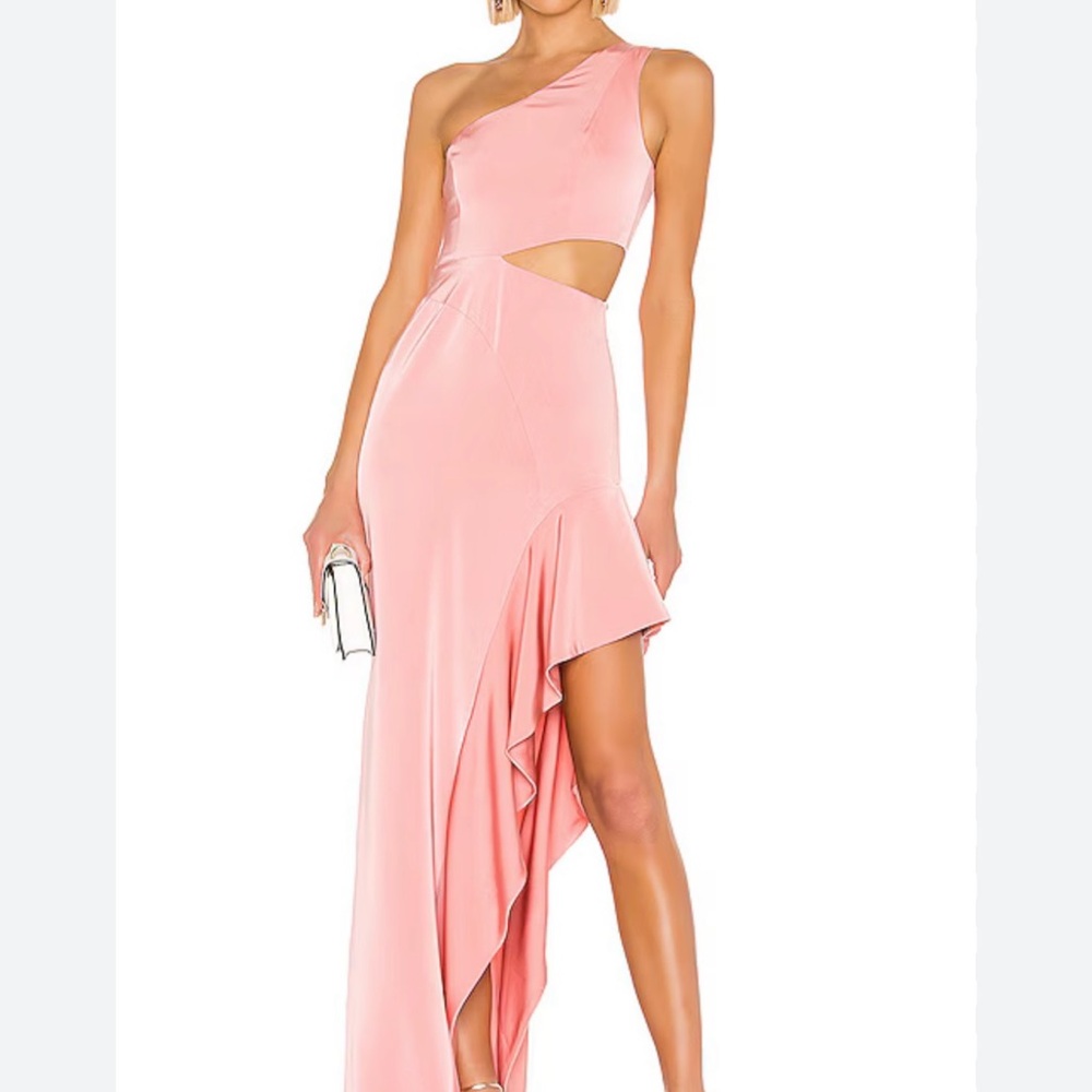 NBD Pink Asymmetrical One-Shoulder Dress